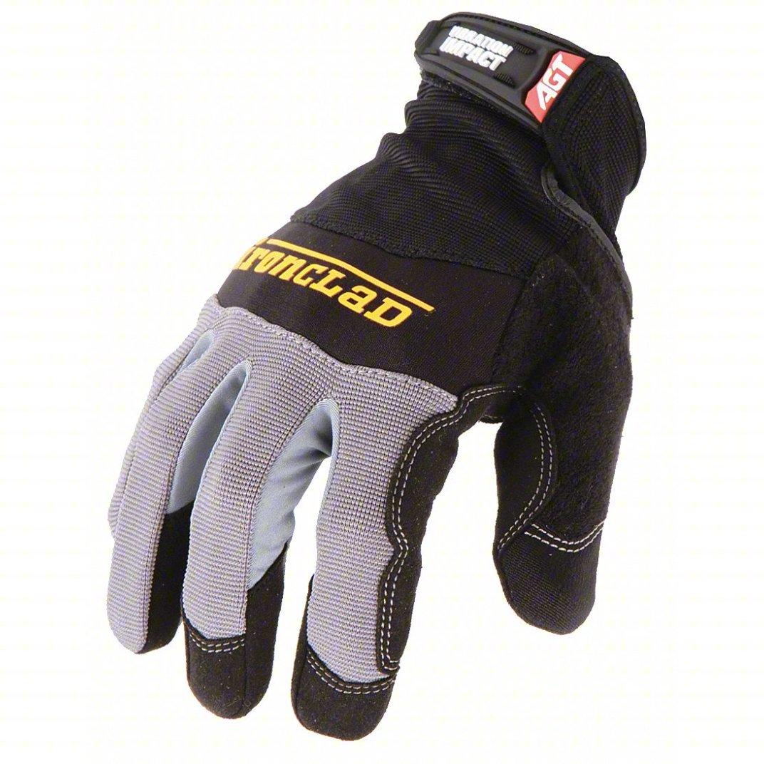 Mechanics Gloves: Mechanics Glove, Full Finger, Synthetic Leather, Black, 1 PR