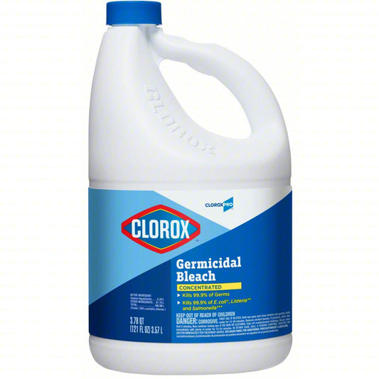 Germicidal Bleach: Jug, 121 oz Container Size, Concentrated, Liquid, Unscented, Clorox®, 3 PK