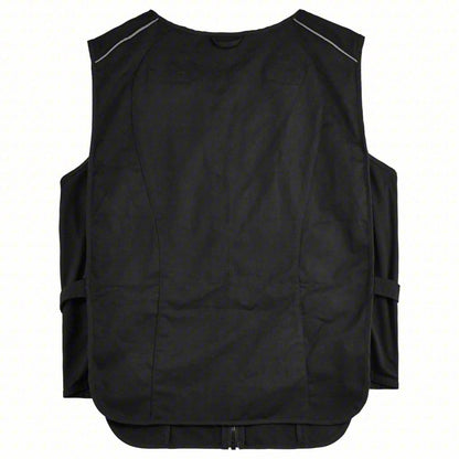 Cooling Vest: Cold Pack Inserts, L/XL, Black, Cotton/Polyester, Up to 2 hr, Zipper, 2 hours