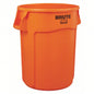 Trash Can: Round, Gray, 32 gal Capacity, 22 in Wd/Dia, 27 1/4 in Ht