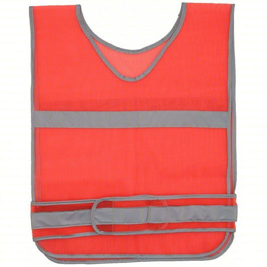 High-Visibility Vest: ANSI Class 2, U, Universal, Orange, Mesh Cotton, Over-the-Head, 2