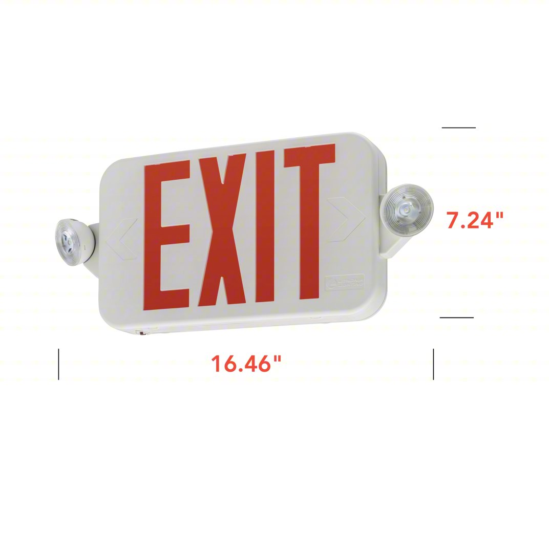 LED Emergency Light/Exit Combo: White, 1 or 2 Faces, Green/Red, LED, Ceiling/End/Wall, Round